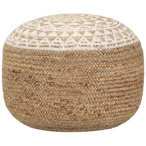 Pouf Lavorato A Mano Bianco 40x45 Cm In Juta - Foto 1