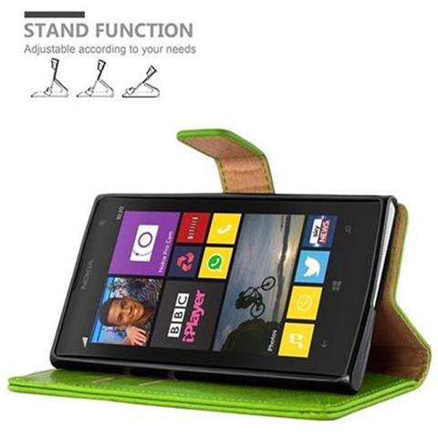 Custodia Compatibile Con Nokia Lumia 1020 In Verde Erbe - Coperchio Protettiva Con Chiusura Magnetica, Funzione Stand E Tasca Per Le Carte - Foto 8