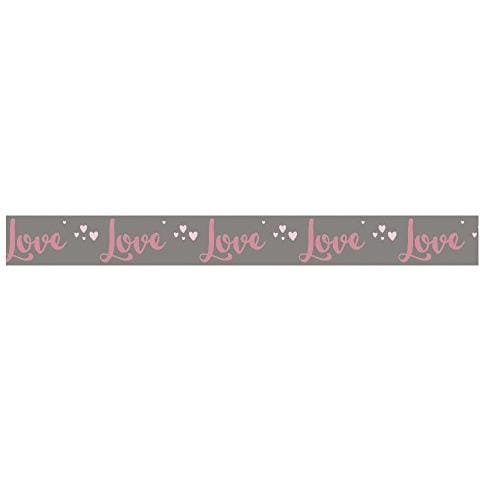 Nastro Adesivo Love Con Sfondo Grigio - 15 M X 3 Cm - Foto 1
