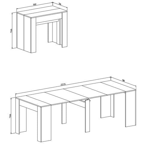Consolle Tavolo Allungabile Fino A 237 Cm, Cemento, Dimensioni Chiuso: 90x50x78 Cm Di Altezza - Foto 4