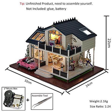 MAGQOO Kit fai da te in miniatura per casa delle bambole con mobili