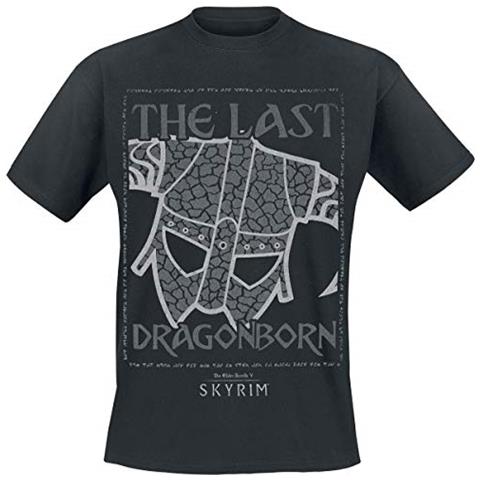 Skyrim The Last Dragonborn Uomo T-Shirt Nero L 100/% Cotone Regular The Elder Scrolls V