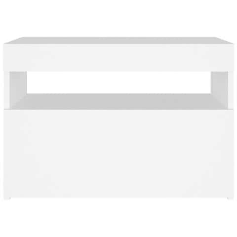 Comodino e Luci LED Bianco 60x35x40 cm in Legno Multistrato - Foto 2