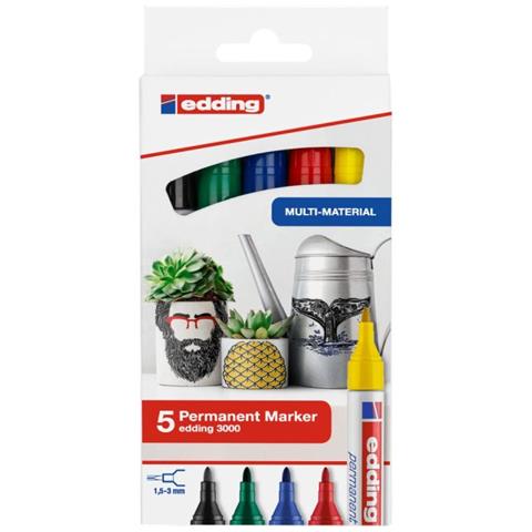 3000 marcatore permanente Tipo di punta Nero, Blu, Verde, Rosso, Giallo 5 pz - Foto 1