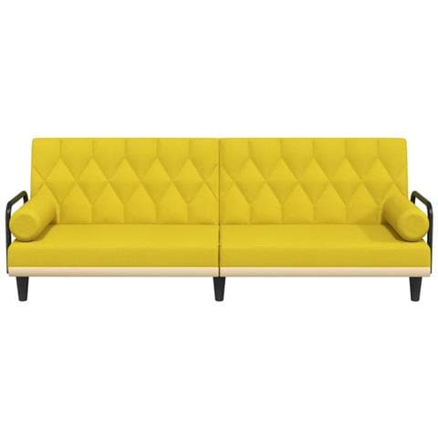 Divano Letto Con Braccioli Giallo Chiaro In Tessuto - Foto 2