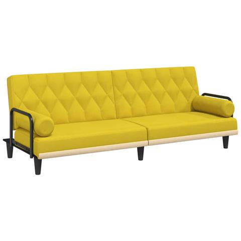 Divano Letto Con Braccioli Giallo Chiaro In Tessuto - Foto 1