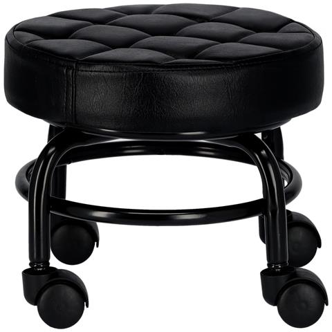 Sgabello Cosmetico Per Pedicure Per Salone Rotondo Hocker Nero - Foto 4