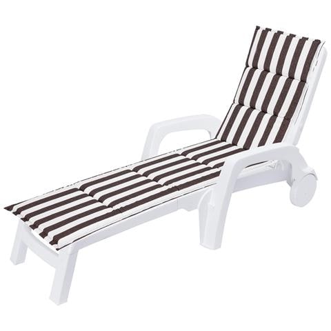 Cuscino Per Lettino Da Giardino, Facile Da Montare, Fodera Per Cuscino Per Lettino Da Giardino, Cuscino Per Sedia A Sdraio - Lunghezza 182 Cm, Larghezza 42 Cm - Marrone Con Strisce - Foto 1