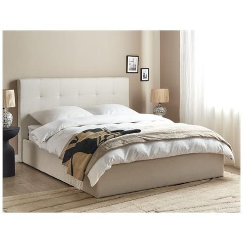 Letto Matrimoniale Contenitore Tessuto Beige 160 X 200 Cm Lorient - Foto 1