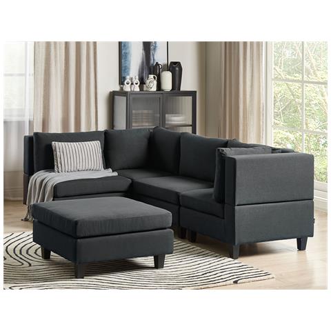 4 Posti Unstad Tessuto Nero Con Ottomana Lato Destro - Foto 1