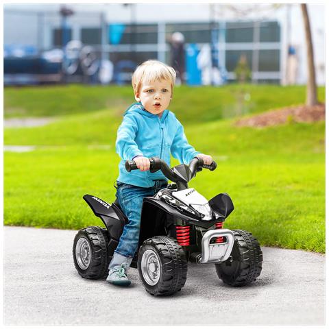 Quad Elettrico Per Bambini 18-36 Mesi Con Luci Led, Clacson E Pedali, 65.5x38.5x43.5 Cm, Nero - Foto 2