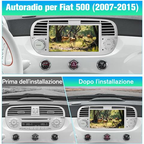 Android 13 Autoradio Per Fiat 500 (4gb+64gb) 7 Pollici Car Radio Con Carplay Android Auto Comandi Al Volante Bt Fm Dsp (bianco) - Foto 7