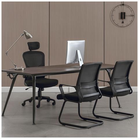 Sedie Sala Attesa X2 Poltrone Visitatore Da Ufficio Con Braccioli In Tessuto, Supporto Lombare, Ergonomica - Nero - Foto 8