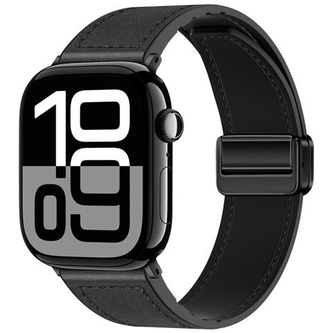 Cinturino Per Apple Watch Magnetico In Vera Pelle Black L - Foto 1