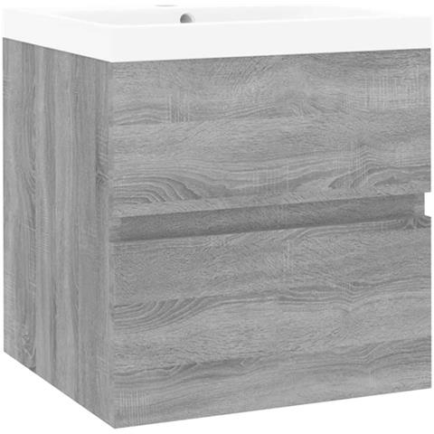 Mobile Bagno E Lavabo Integrato Grigio Sonoma Legno Multistrato - Foto 2
