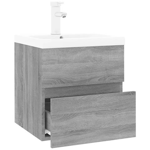 Mobile Bagno E Lavabo Integrato Grigio Sonoma Legno Multistrato - Foto 3