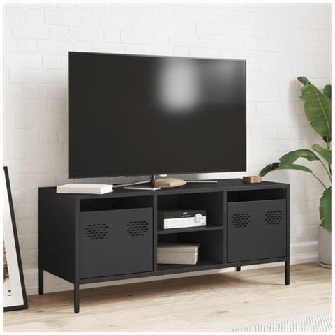 Mobile Tv Nero 101,5x39x43,5 Cm In Acciaio Laminato A Freddo - Foto 3