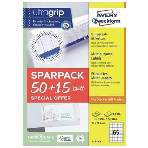 Avery 6121-65 Etichetta Autoadesiva Rettangolo Permanente Bianco 4225 Pz - Foto 2