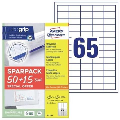 Avery 6121-65 Etichetta Autoadesiva Rettangolo Permanente Bianco 4225 Pz - Foto 1