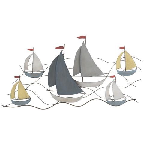 Decorazione In Metallo 3d Barche 1 - Multicolore - Metallo - 114,5x3,5x62,5 Cm - Foto 1