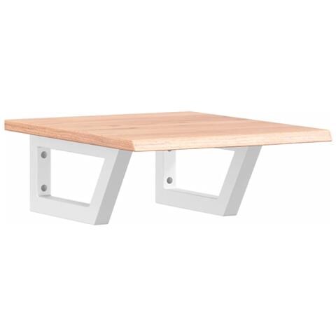 Ripiano A Parete Per Lavabo In Acciaio E Massello Di Rovere - Foto 1