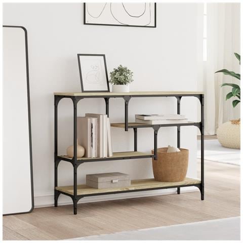 Tavolo Consolle Rovere Sonoma 100x30x75 Cm In Legno Multistrato - Foto 2