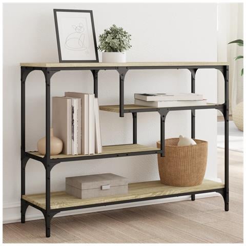 Tavolo Consolle Rovere Sonoma 100x30x75 Cm In Legno Multistrato - Foto 8