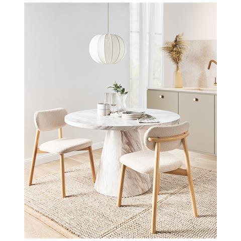 Set Di 2 Sedie Da Pranzo Mills Bouclé Marrone Chiaro /beige - Foto 1