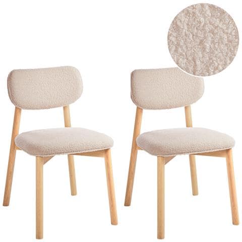 Set Di 2 Sedie Da Pranzo Mills Bouclé Marrone Chiaro /beige - Foto 2