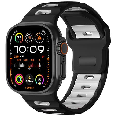 Elegante Cinturino In Silicone Per Apple Watch Serie 1-10 Black&white - Foto 1