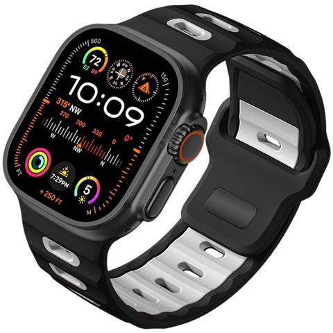 Elegante Cinturino In Silicone Per Apple Watch Serie 1-10 Black&white - Foto 2
