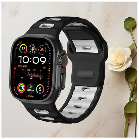 Elegante Cinturino In Silicone Per Apple Watch Serie 1-10 Black&white - Foto 3