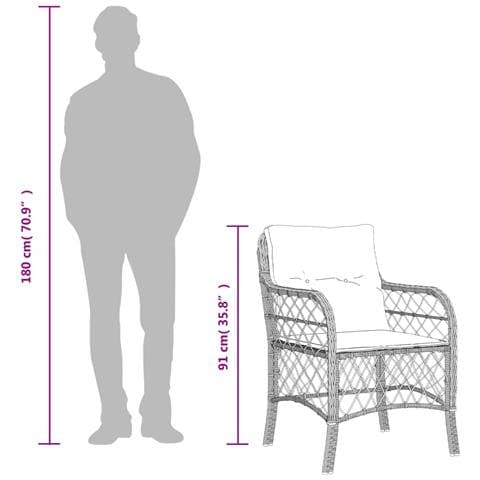 Set da Pranzo da Giardino 5 pz con Cuscini in Polyrattan Grigio - Foto 8