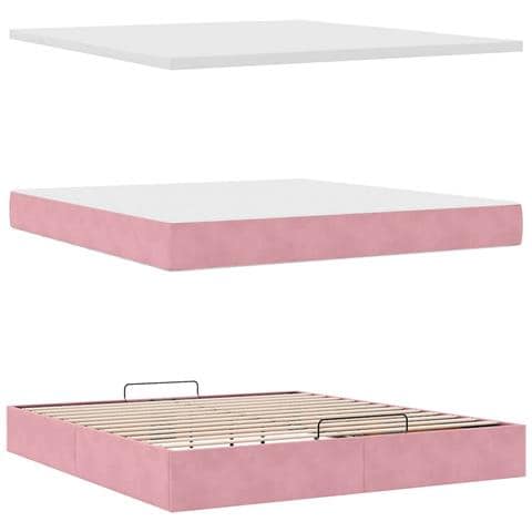 Pouf Letto con Materasso e LED Rosa 180x200cm in Velluto - Foto 9