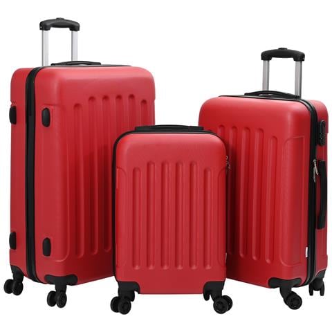 Set di valigie 3 pz Bagaglio rigido Rosso 20” 24” 28” ABS - Foto 1