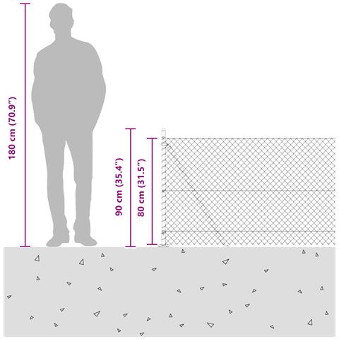 Recinzione in rete metallica con 7 pali flangiati 0.8x10 m in acciaio galvanizzato - Foto 8