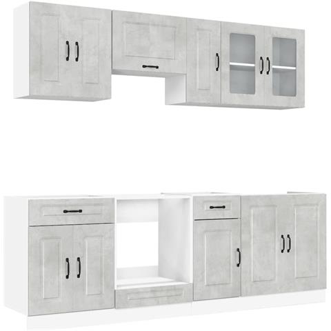 Set Mobili da Cucina 8 pz Kalmar Grigio Cemento in Truciolato - Foto 1