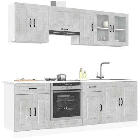 Set Mobili da Cucina 8 pz Kalmar Grigio Cemento in Truciolato - Foto 2