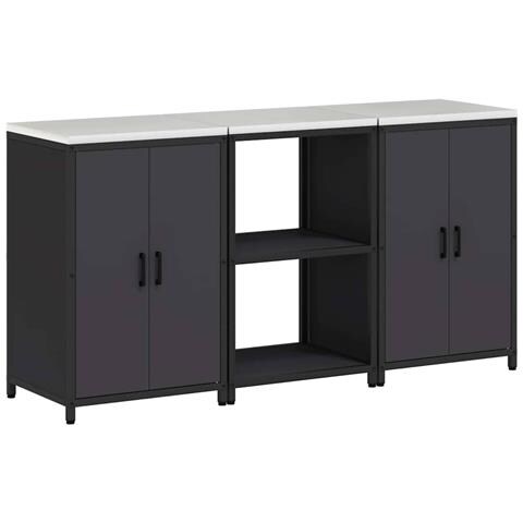 Set di Stoccaggio per Cucina 3 pcs Nero 180 x 50 x 92 cm - Foto 1