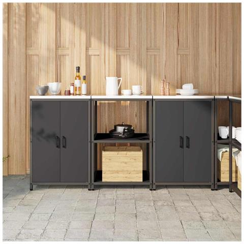 Set di Stoccaggio per Cucina 3 pcs Nero 180 x 50 x 92 cm - Foto 2