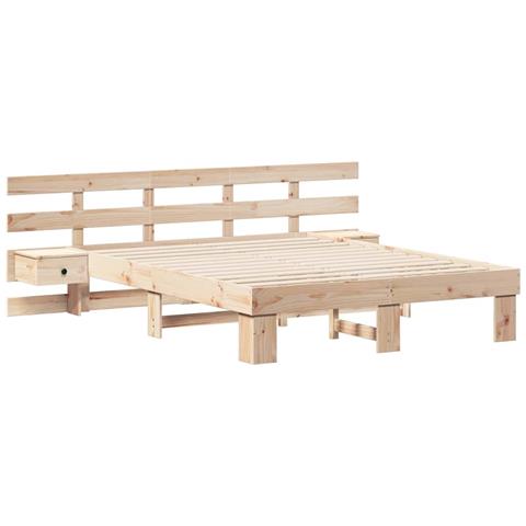 Struttura del letto con cassetto Marrone Legno di pino massello - Foto 1