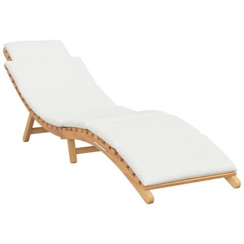 Lettino da sole con cuscino Bianco crema 188 x 55 x 59 cm - Foto 1