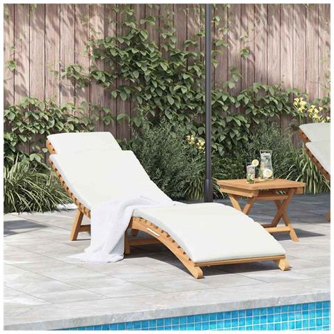 Lettino da sole con cuscino Bianco crema 188 x 55 x 59 cm - Foto 2