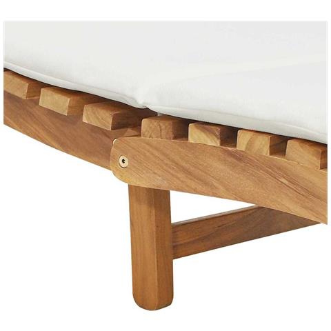 Lettino da sole con cuscino Bianco crema 188 x 55 x 59 cm - Foto 9