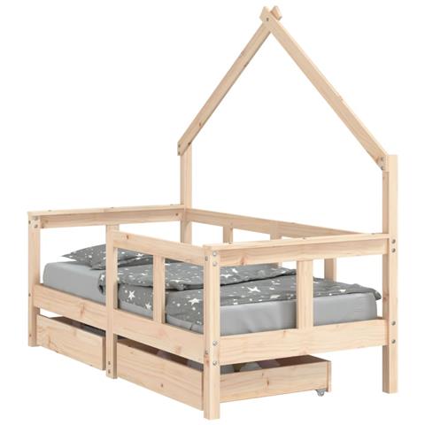 Giroletto Bambini con Cassetti 70x140 cm Legno Massello di Pino - Foto 1