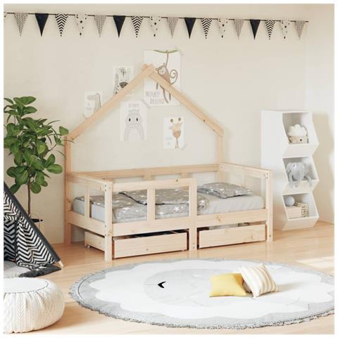 Giroletto Bambini con Cassetti 70x140 cm Legno Massello di Pino - Foto 2