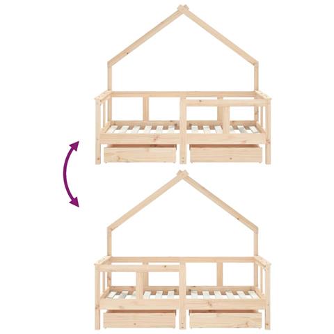 Giroletto Bambini con Cassetti 70x140 cm Legno Massello di Pino - Foto 9
