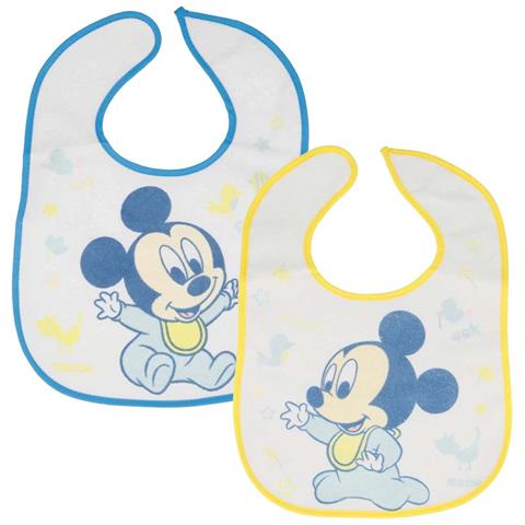 Confezione Da 2 Bavaglini Per Neonati Con Chiusura In Velcro E Motivo Mickey, Blu - Foto 1