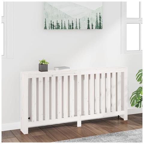 Copertura Termosifone Bianca 169x19x84 cm Legno Massello Pino - Foto 2