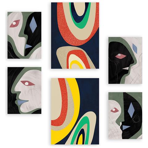 Set Di 6 Stampe Arti Contrastanti In Dipinti Decorativi Estetici Astratti Di Lovers Per Il Tuo Soggiorno, Camera Da Letto, Casa A3 & A4 Senza Cornice - Foto 1